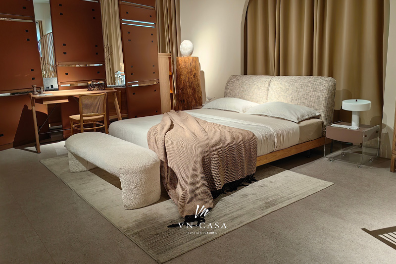 Solid wood + fabric bed