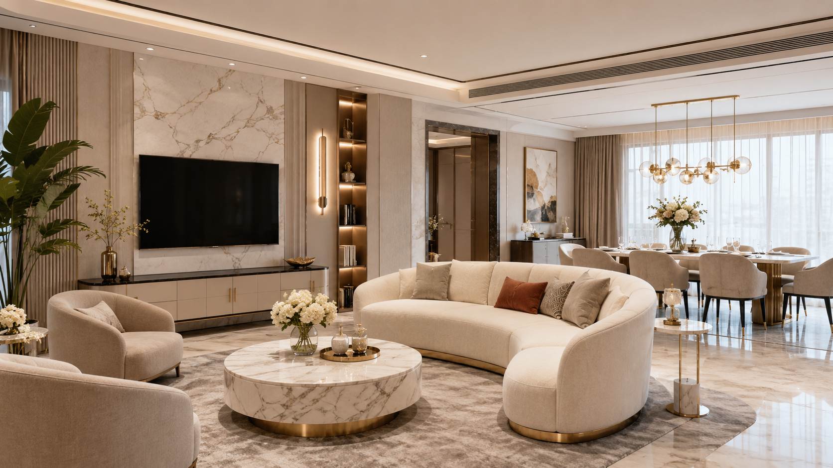 Curved Sofas in Modern Living Room