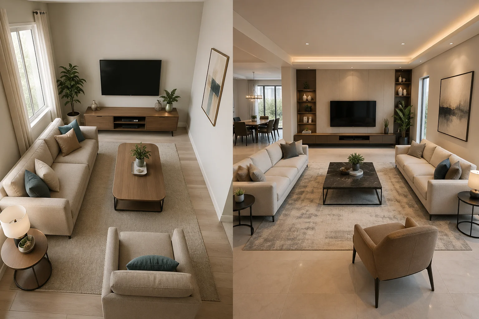 Living Room Furniture Layout Guide How to Arrange Sofas, Coffee Tables, and TV Units for Small and Large Spaces