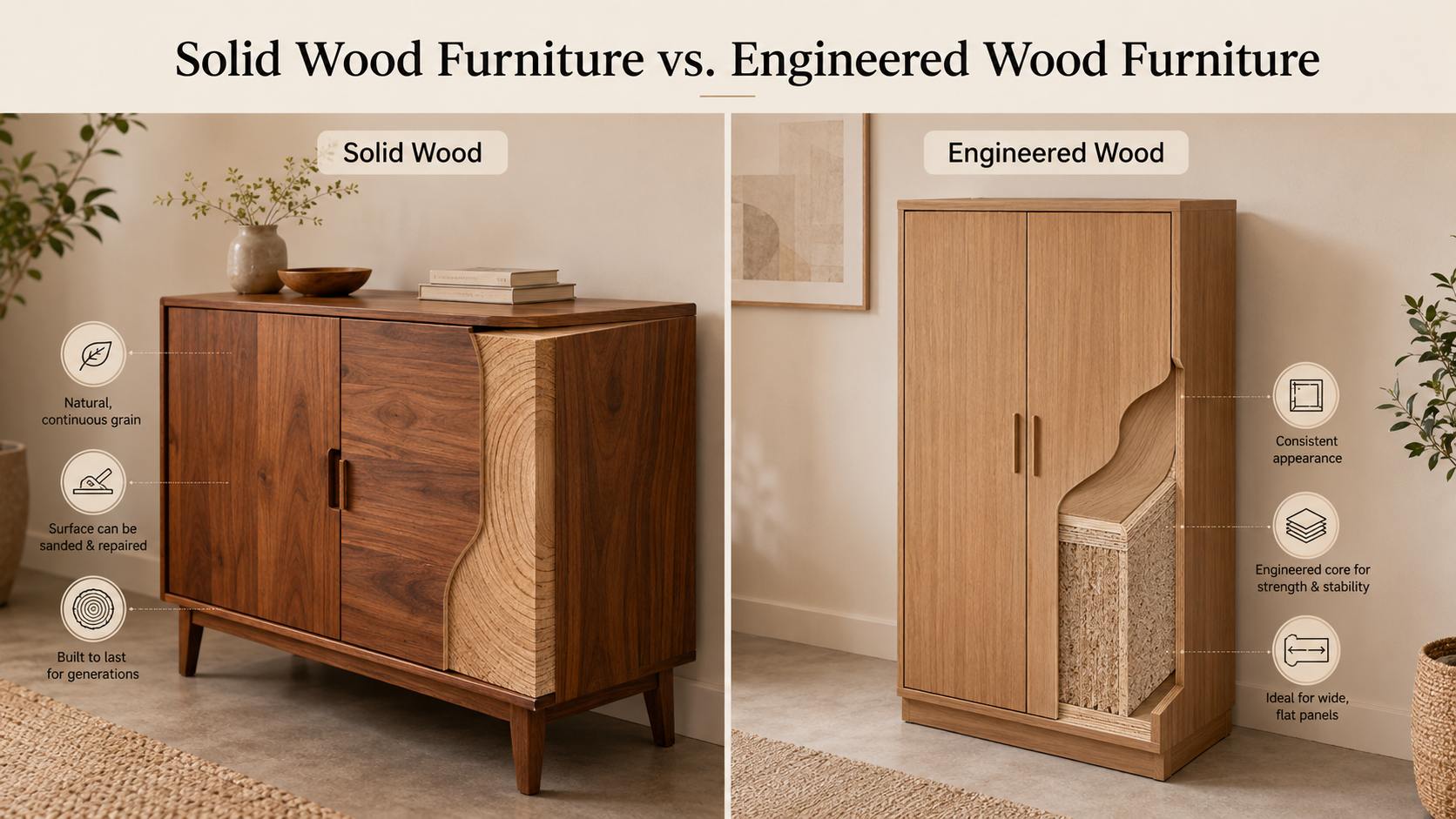 Solid Wood Furniture vs. Engineered Wood Furniture