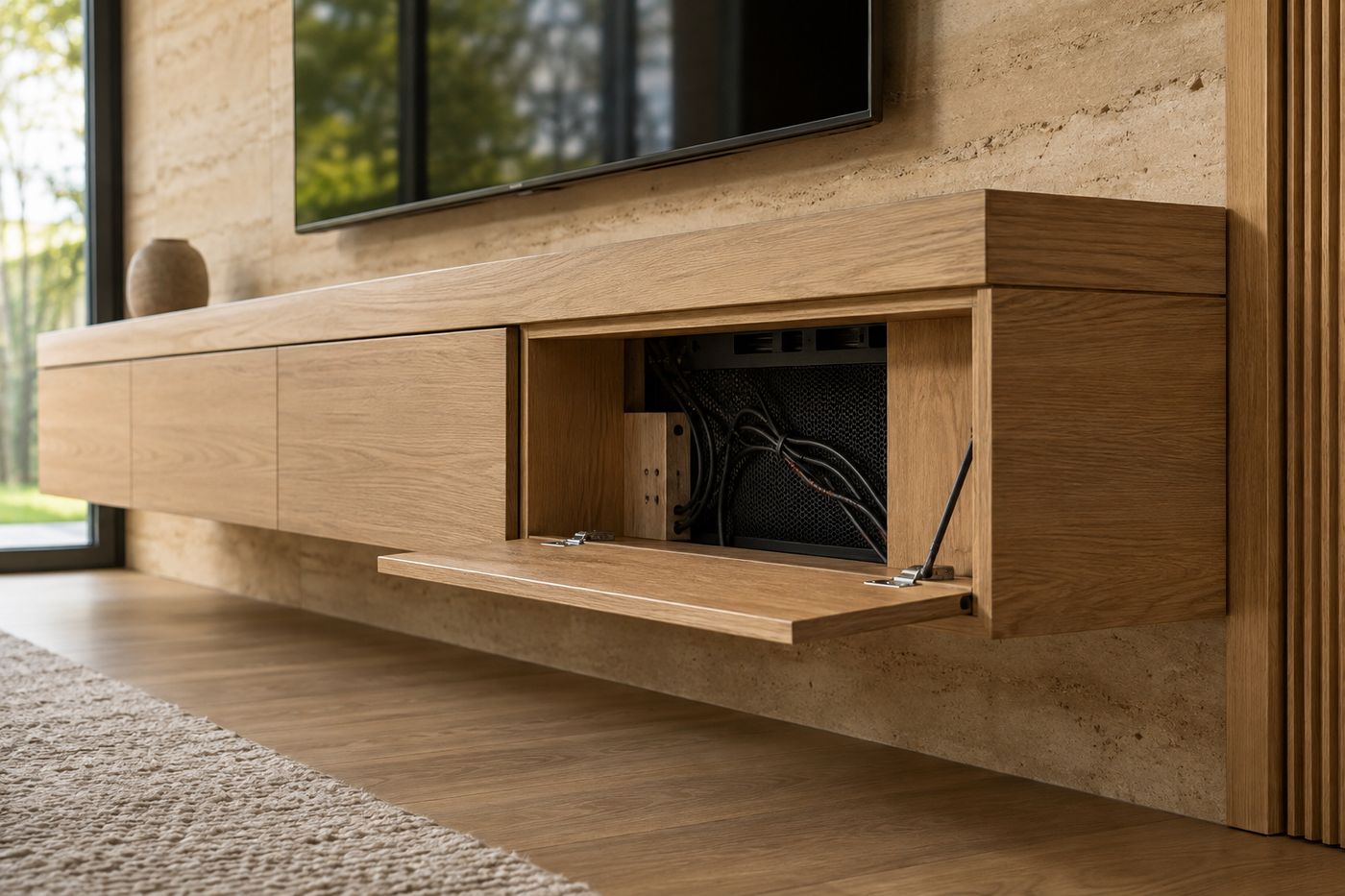 Floating TV Cabinet Installation and Cable Planning